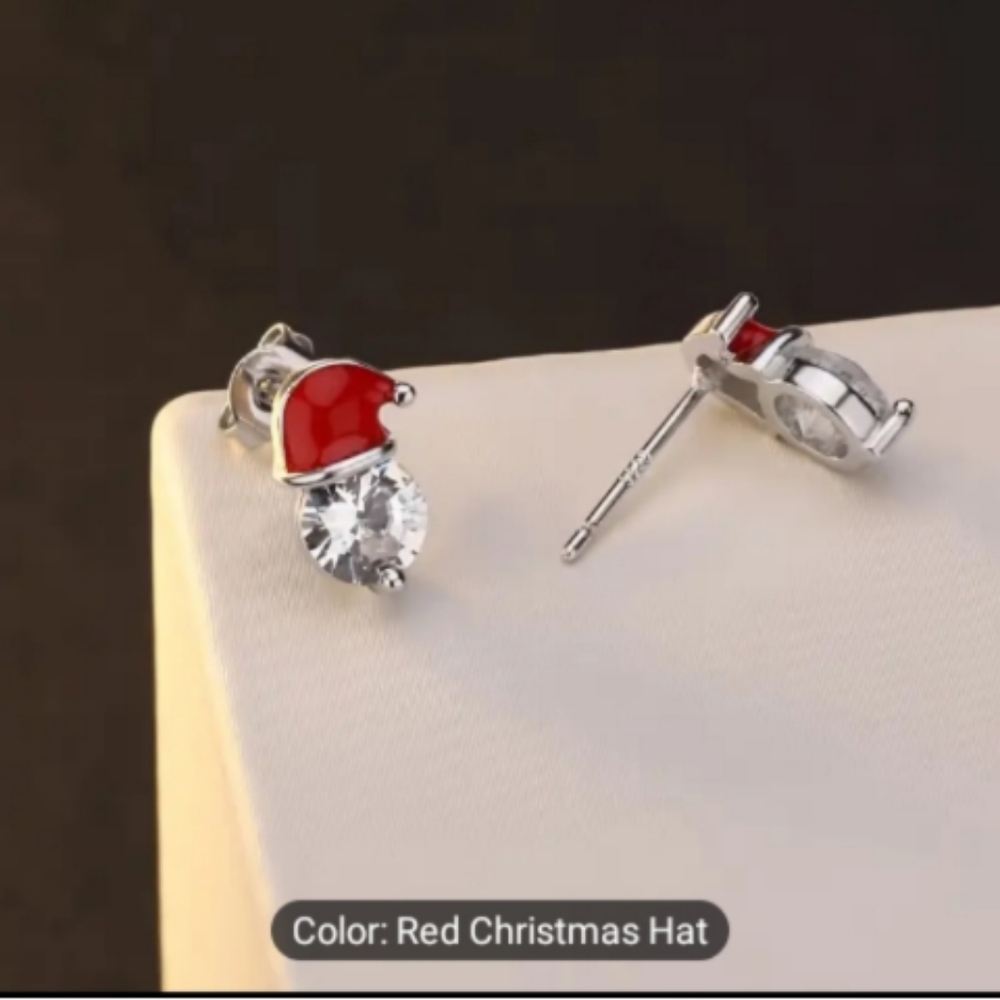 🎅 Christmas Santa Hat Rhinestone Earrings